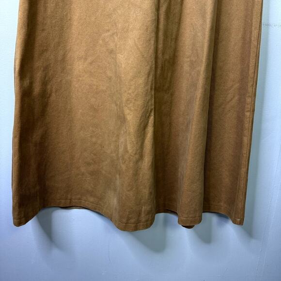 Handmade Brown Denim Jumper Dress Beaded Sunflower Embellishment Modest Size L - Picture 10 of 11